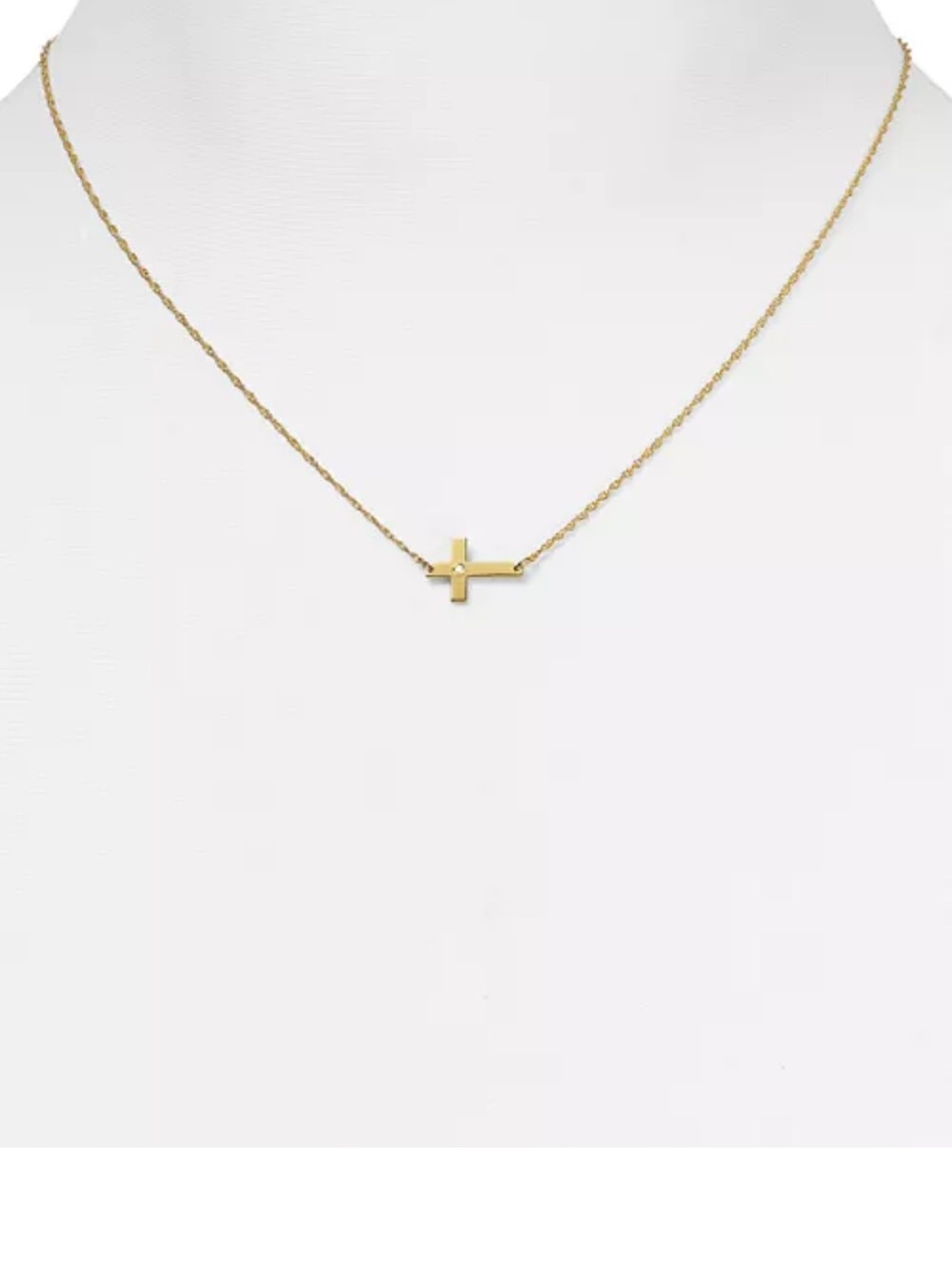 Jennifer Zeuner Theresa silver horizontal cross necklace with diamond.